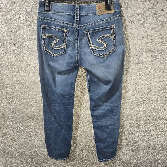 Silver Jeans Co Suki Mid Rise Skinny Jeans Medium Wash Blue Denim Women 29x23 - Picture 6 of 9